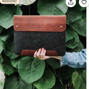 Leather and Fleece Sleeve Bag